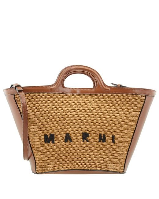 Marni Brown Ladies Raw Sienna Tropicalia Logo Small Bag