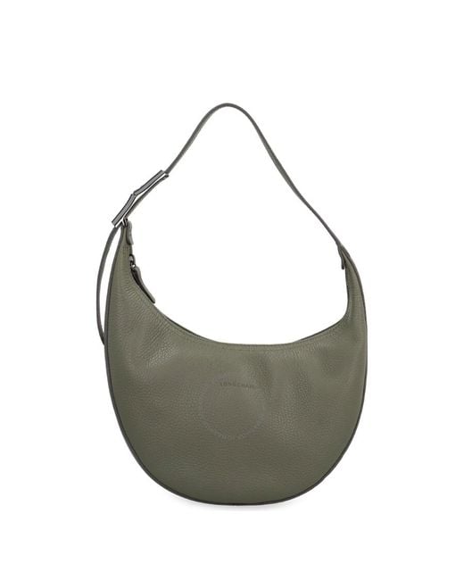 Longchamp Gray Le Roseau Calf Leather Hobo Bag