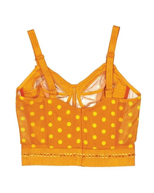 Burberry Orange Polka Dot Print Mohair Wool Lingerie Corset