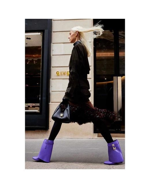 Givenchy Purple Shark Lock Ankle Boots 90Mm_Ultraviolet