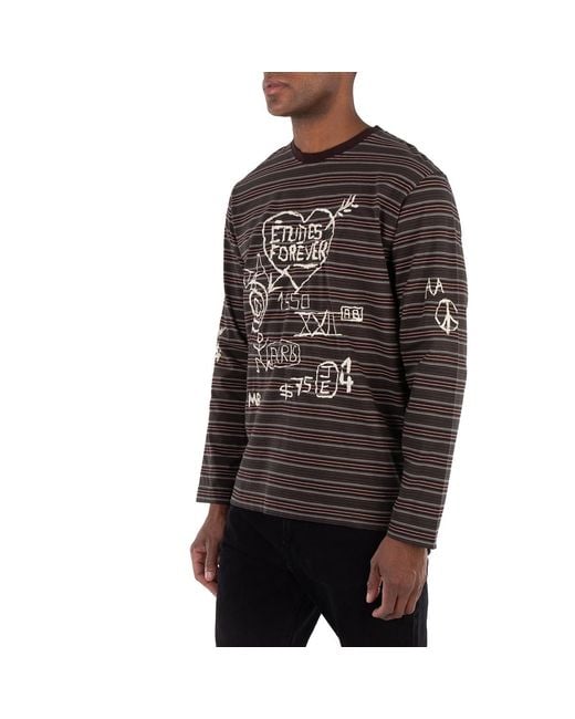 Etudes Studio Gray Etude Graffiti Stripe Wonder Long-Sleeve T-Shirt for men
