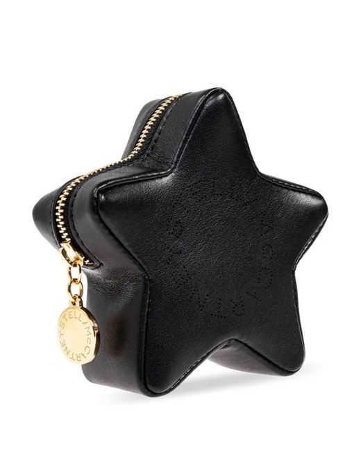 Stella McCartney Black Logo Star Coin Purse Keychain