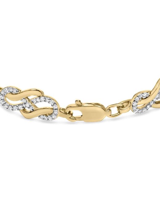 Haus of Brilliance Metallic 14K Plated .925 Sterling 1.0 Cttw Diamond Infinity Loop And Swirl Link Bracelet