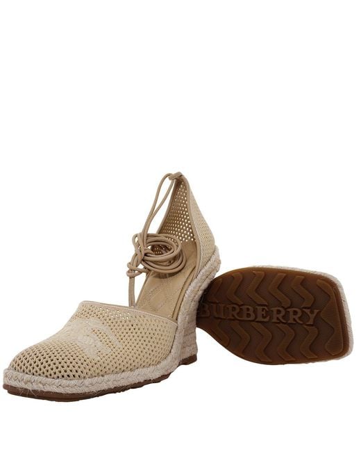 Burberry Metallic Mesh Plunge Wedge Heel Espadrilles, Brand Size 38 Us