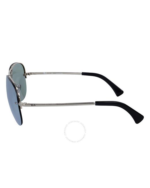 Ray-Ban Blue Silver Mirror Aviator Sunglasses Rb3449 003/30