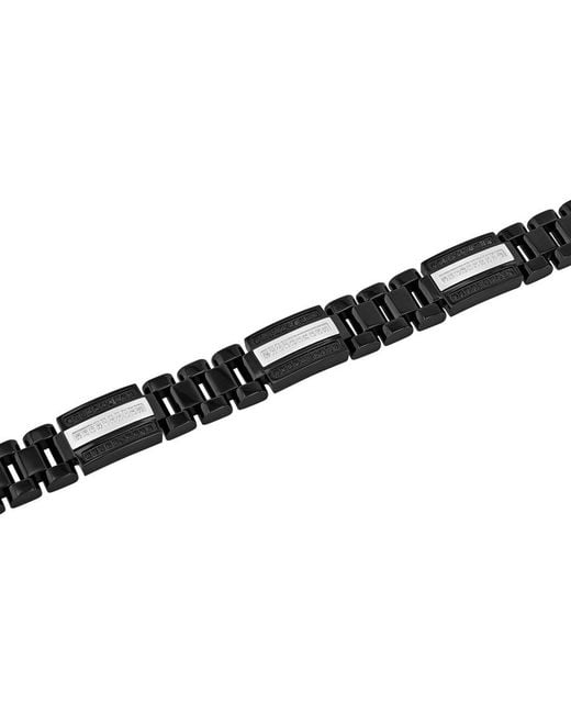 Robert Alton Black 7/8Ctw And Diamond Stainless Steel With Two-Tone Finish Link Bracelet for men