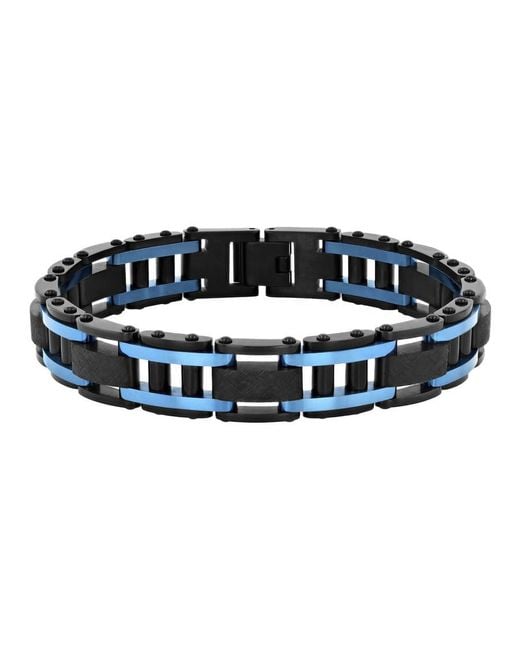 Robert Alton Black Stainless Steel & Finish Cross-Over Bracelet for men