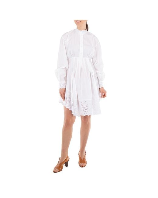 Rabanne White Embroidered Lace Detailed Shirt Dress, Brand Size 34 (Us