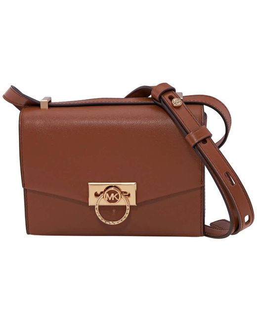 Michael Kors Hendrix Extrasmall Leather Crossbody Bag in Brown Lyst