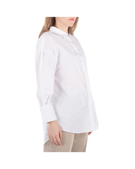 Anine Bing White Stripe Mika Cotton Shirt
