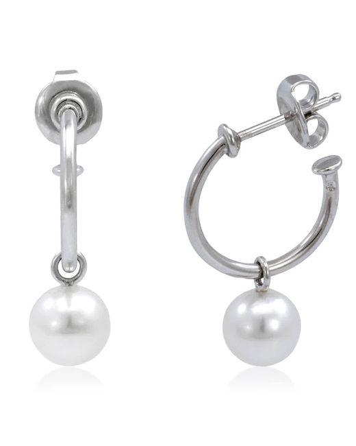 Mikimoto White Classic Akoya Cultured Pearl Semi Hoop Earrings