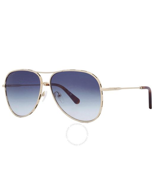 Ferragamo Blue Gradient Pilot Sunglasses Sf268s 792 62