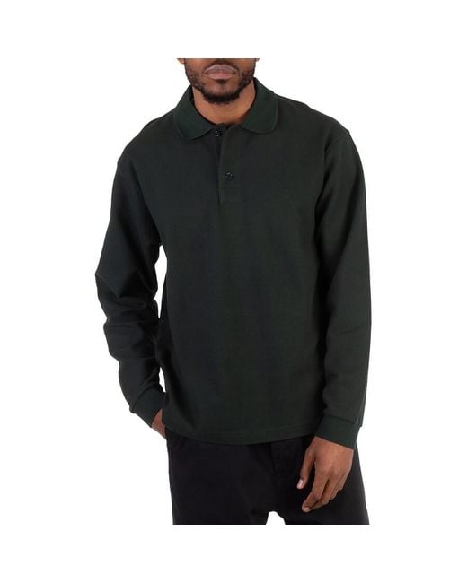 Burberry Green Long-Sleeve Cotton Polo Shirt for men
