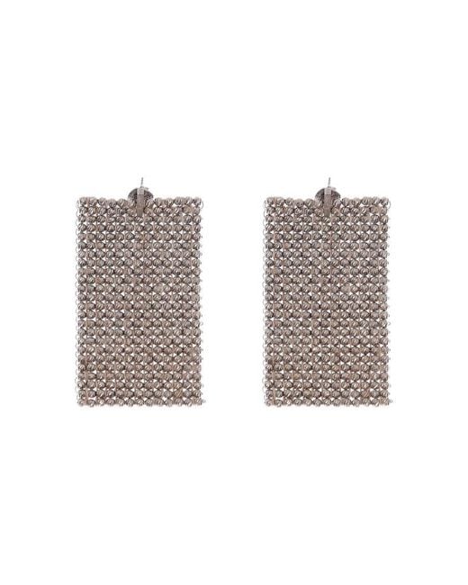 Brunello Cucinelli Gray Rectangular Mesh Earrings, Size