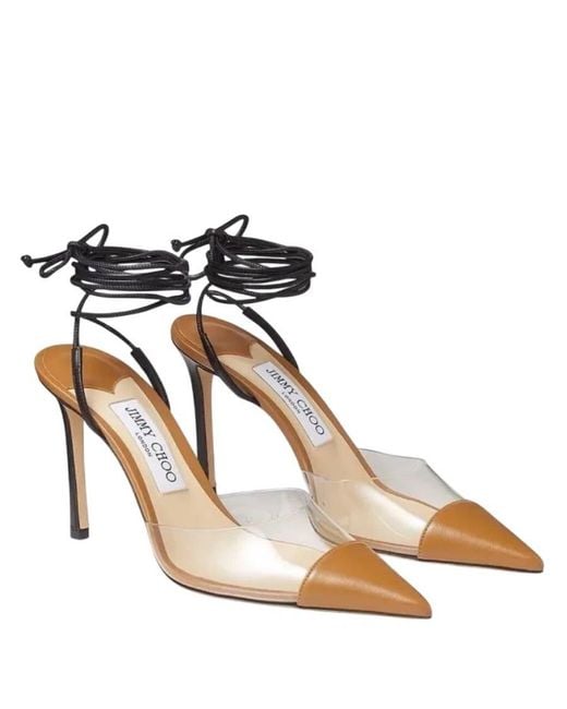 Jimmy Choo Metallic Farley 95 Pvc And Leather Pumps, Brand Size 40 Us