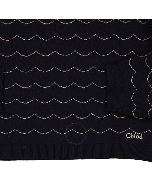 Chloé Black Girls Navy Wave-print Sweatshirt