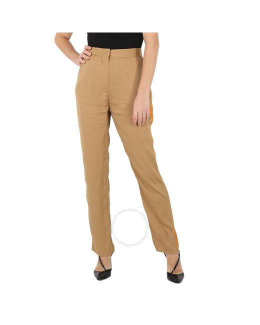 Burberry Red Satin Stripe Crepe Tailo Trousers