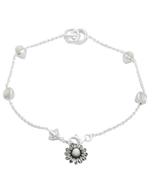 Gucci White Gg Marmont Mother Of Pearl Sterling Bracelet