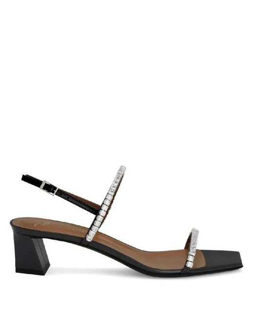Giuseppe Zanotti Black Valentiine Crystal 45 Leather Sandals