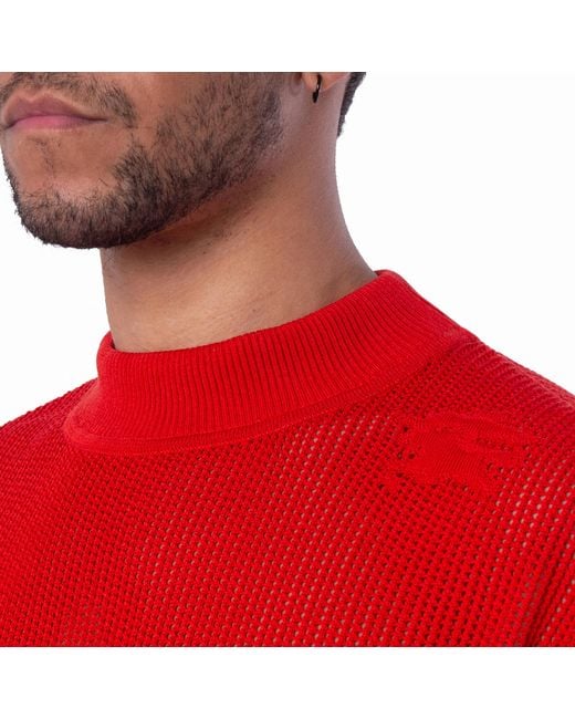 Burberry Red Ekd Silk Cotton Mesh Sweater for men