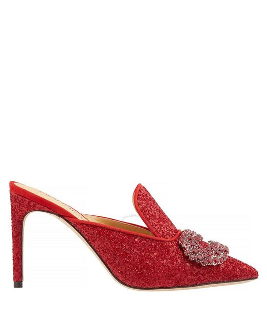 Giannico Red Ruby Daphne Glitte High-heel Mules