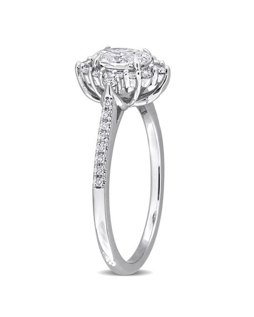 Created Forever Metallic 3/4Ct Tw Oval And Round-Cut Lab-Grown Diamond Halo Engagement Ring for men