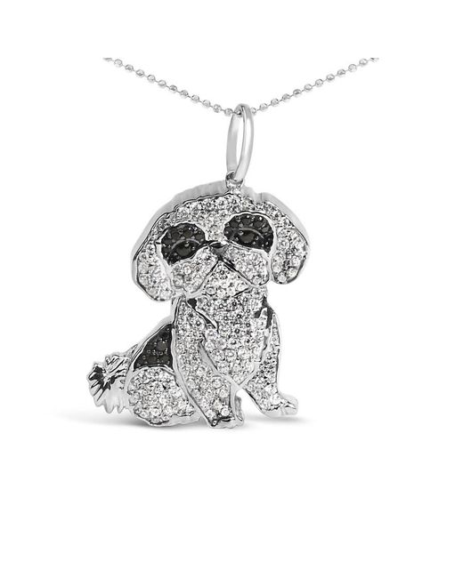 Haus of Brilliance White 925 Sterling 1 1/4 Cttw Diamond Shih Tzu Dog Pendant Necklace