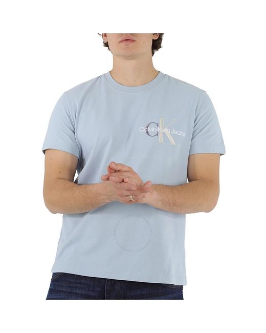 Calvin Klein Blue Bayshore Logo Short Sleeve Cotton T-shirt for men