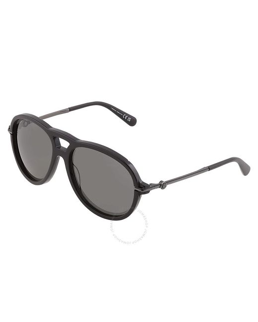 Moncler Metallic Peake Smoke Pilot Sunglasses Ml0288 01a 60 for men
