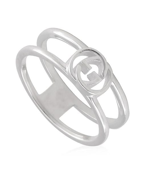 Gucci Metallic Ladies Sterling Interlocking G 6Mm Ring