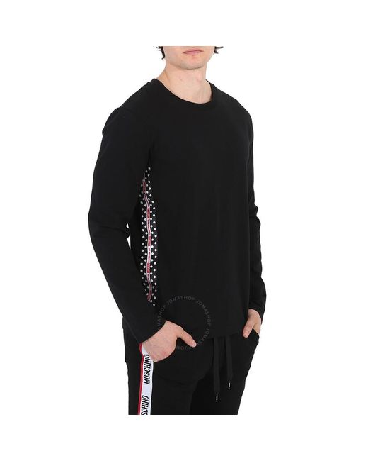 Moschino Black Underwear Ribbon Detail Long-sleeeved T-shirt for men