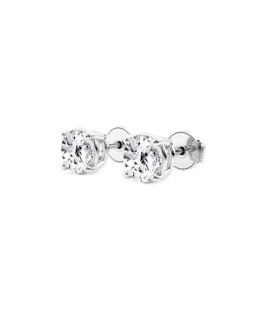 Brilliant Diamond White 2 Carat Round Lab Grown Diamond Stud Earrings