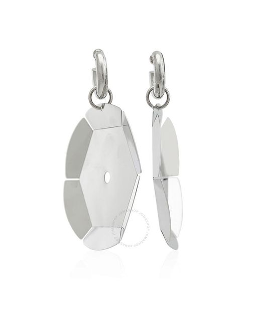 Burberry White Palladium-plated Paillette Hoop Earrings
