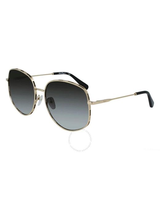 Ferragamo Black Grey Gradient Oval Sunglasses Sf277s 733 61