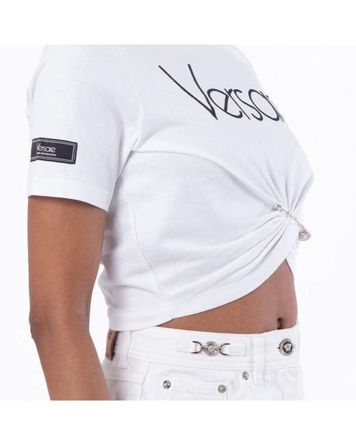Versace White Safety Pin 1978 Logo T-Shirt, Brand Size 42 Us for men