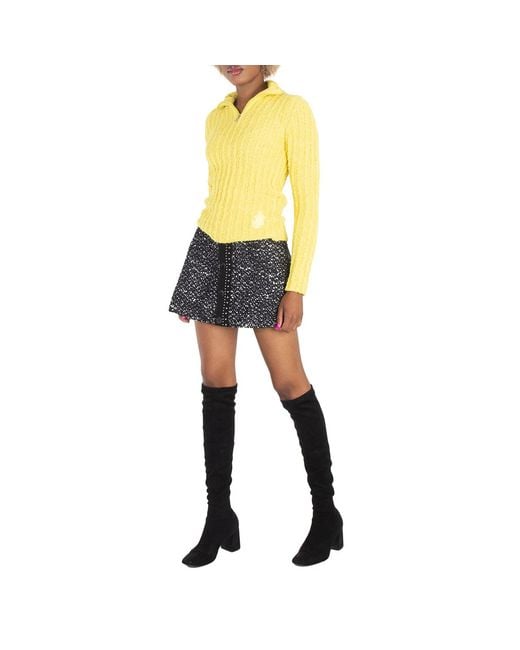 Moncler Blue Tweed Buttoned Mini-Skirt, Brand Size 40 (Us
