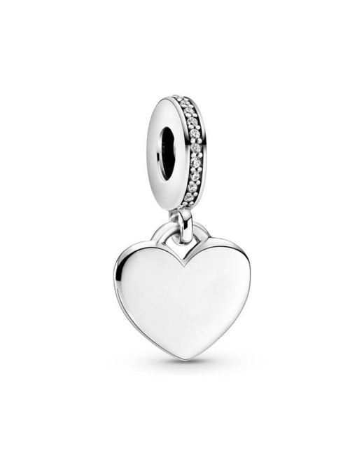 Pandora White Ladies Engravable Heart Tag Dangle Charm