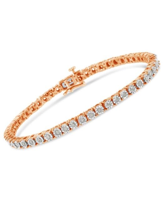 Haus of Brilliance Brown 10k Re Gold Plated .925 Sterling Silver 1.0 Cttw Miracle-set Diamond Round Faceted Bezel Tennis Bracelet