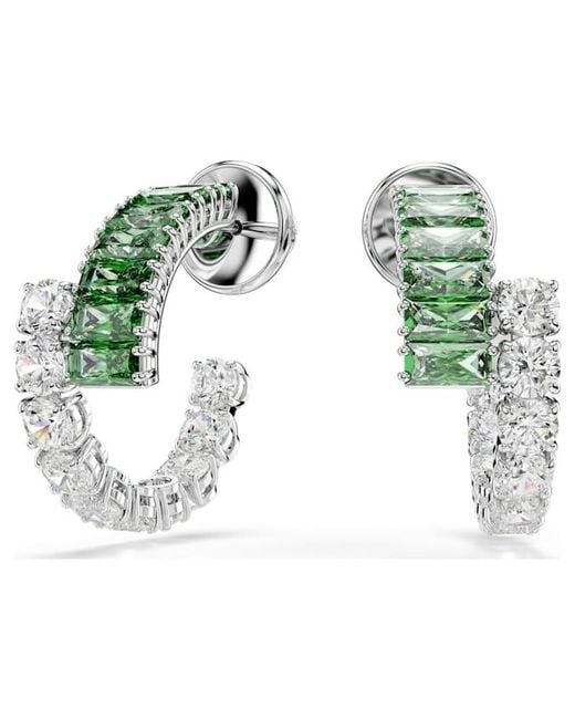 Swarovski Green Rhodium Plated Matrix Hoop Earrings