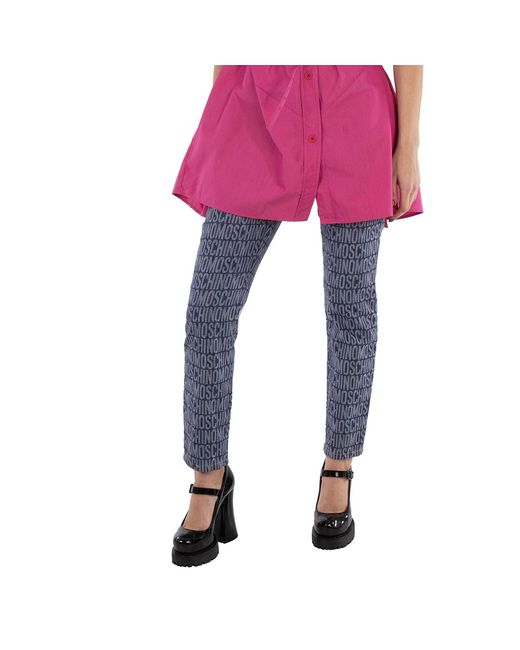 Moschino Pink Monogram Print Jeans