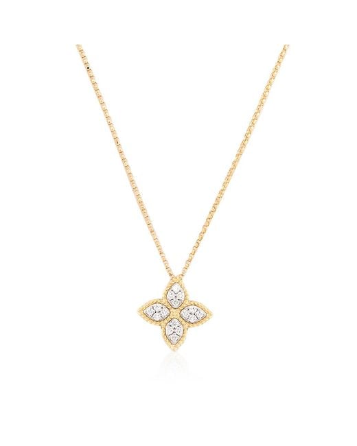 Roberto Coin Metallic Princess Flower Medium Diamond Necklace