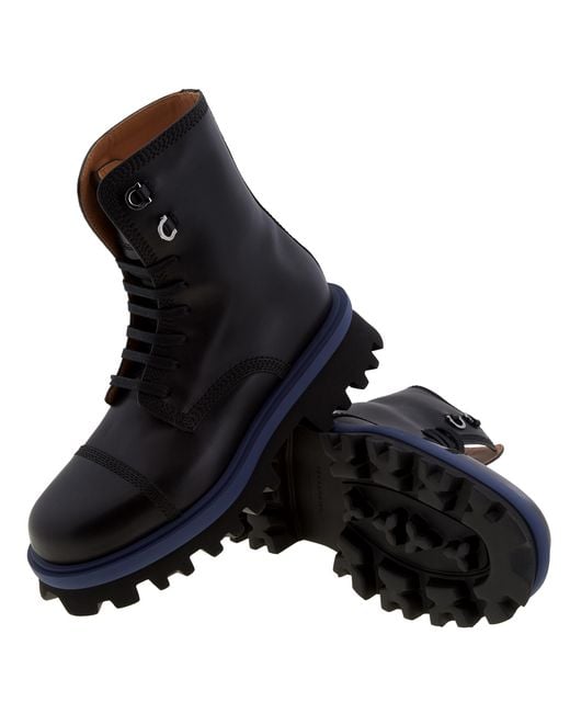 Ferragamo Black Ferragamo Faraway Chunky Combat Boots, Size 9 E for men