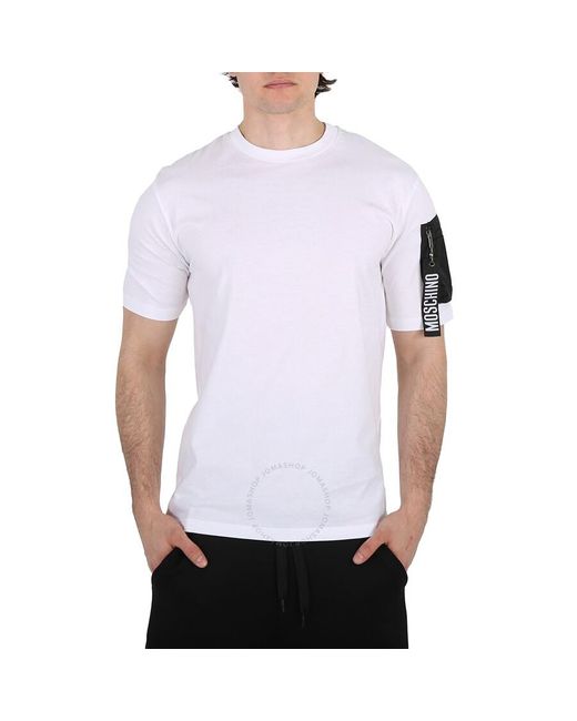 Moschino White Cotton Jersey Zip-pocket Short-sleeve T-shirt for men