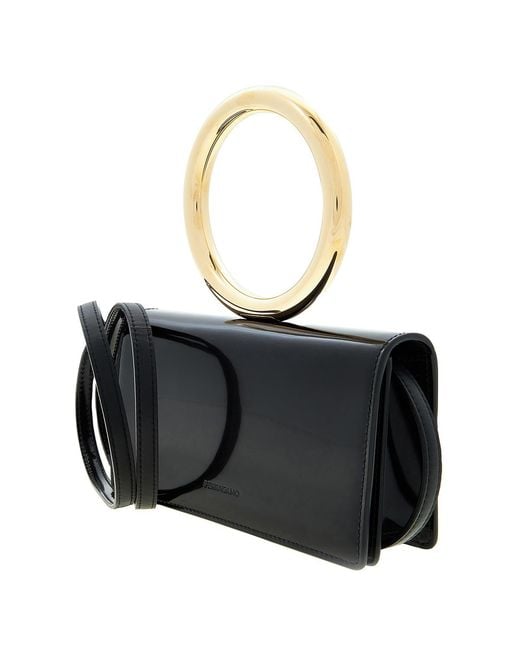 Ferragamo Black Debossed Logo Shoulder Bag