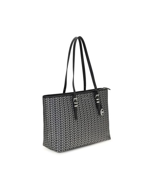 Michael Kors Gray Quinn Large Jacquard Logo Tote Bag