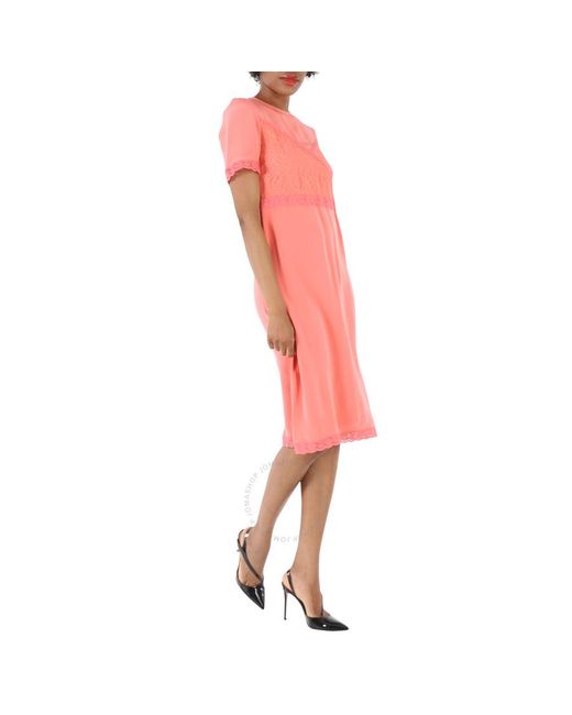 Burberry Pink Silk Surplice Overlay Dress