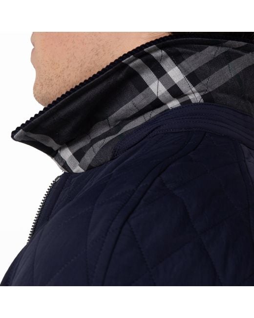 Burberry Blue Logo-Embroidered Quilted Jacket for men