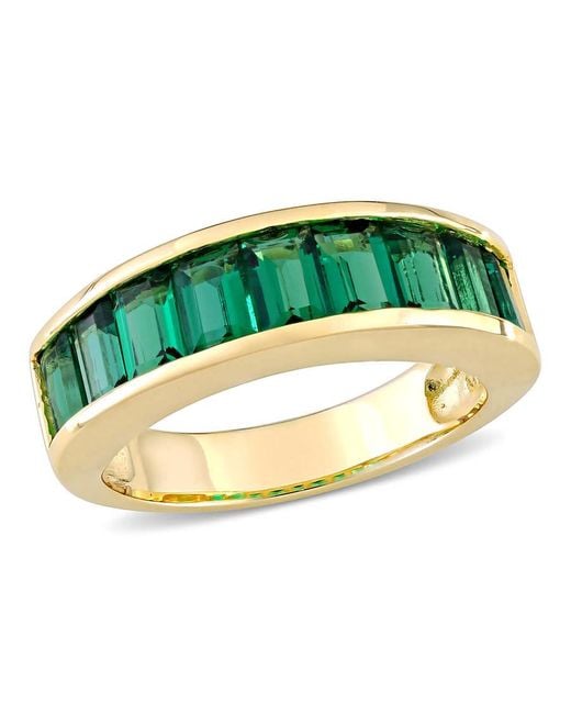 Amour Green 2 3/4 Ct Tgw Baguette-Cut Created Emerald Semi-Eternity Anniversary Band