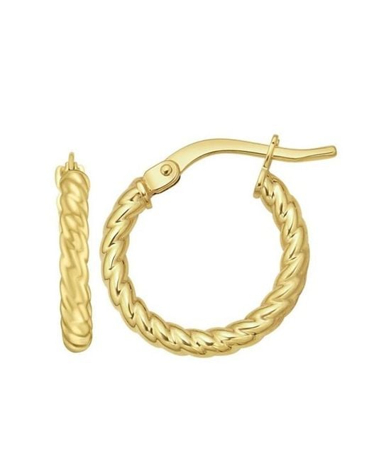 Tresorra Metallic 14K Twisted Small Hoop Earrings