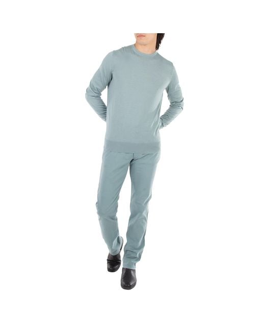 Zegna Blue Ermenegildo Long-Sleeve Cotton Sweatshirt for men